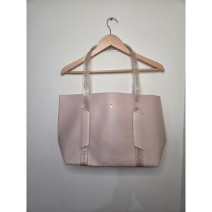 Michael Kors Blush Pink Vegan Leather Tote Bag with Clear Logo Straps